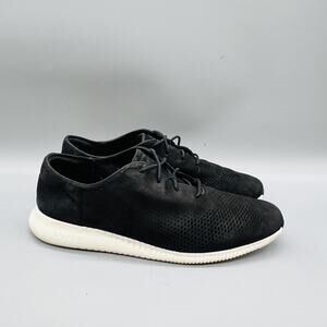 Cole Haan Shoes Womens 9 Black Suede Grand OS Perforated Sneakers Comfort Casual